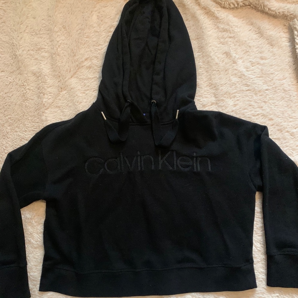 Calvin Klein black cropped hoodie
